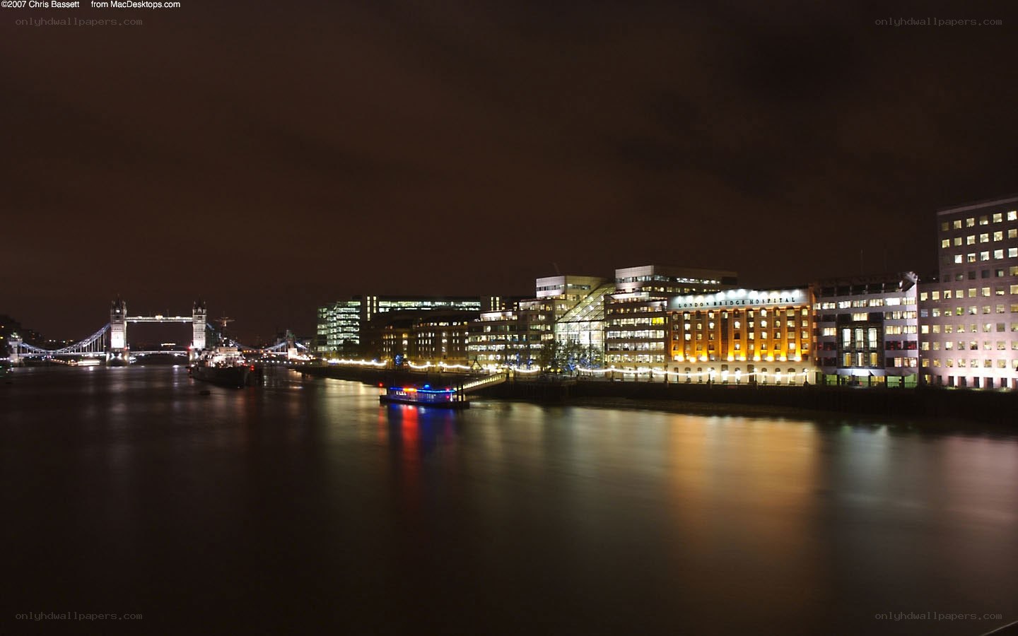 London at night with Tower Bridge
