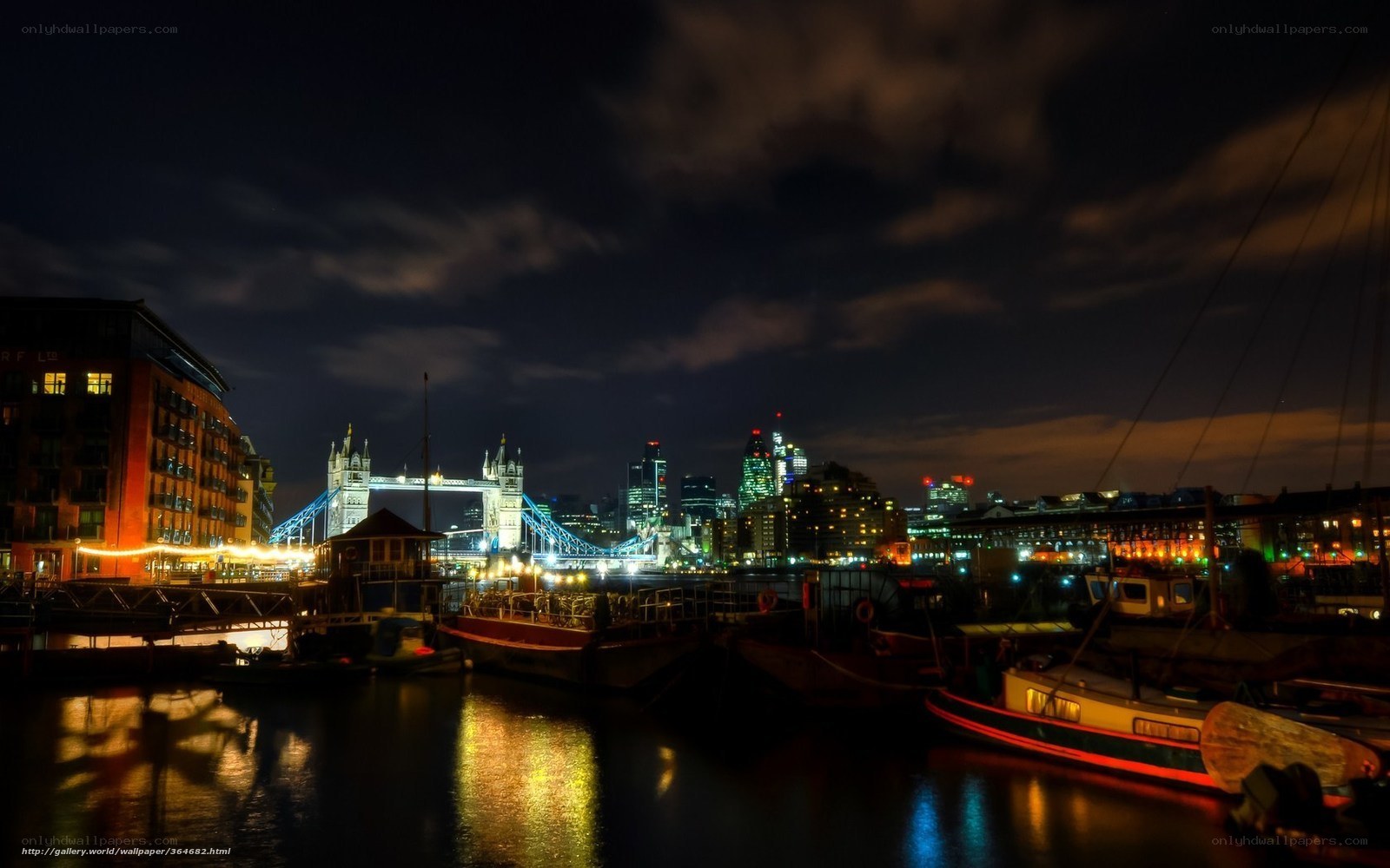 London at night with Tower Bridge
