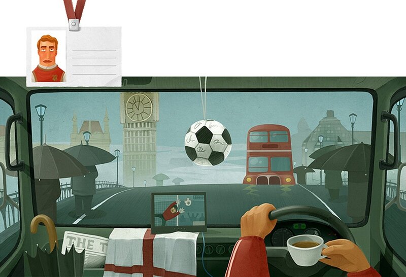 London bus driver with football