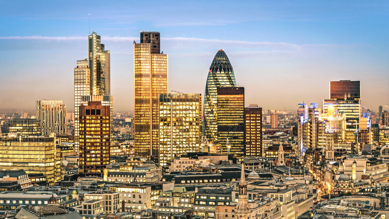 London City Skyline — Blue, Dramatic