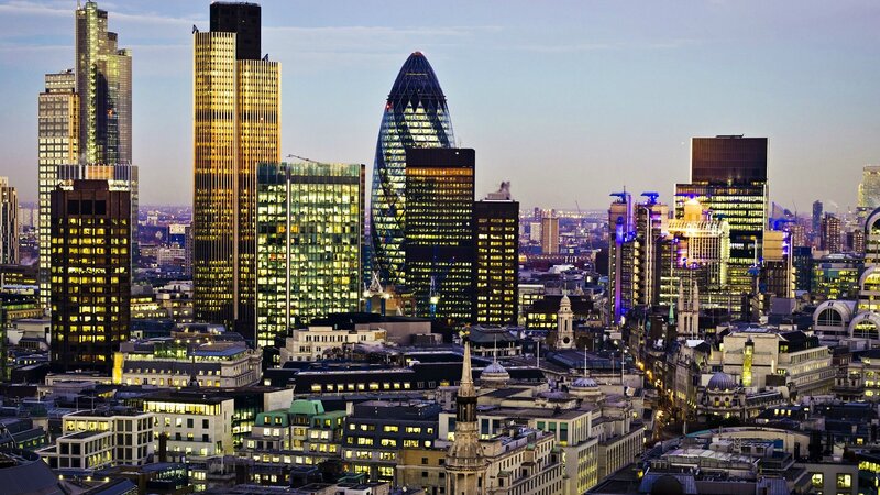 London City Skyline — Blue