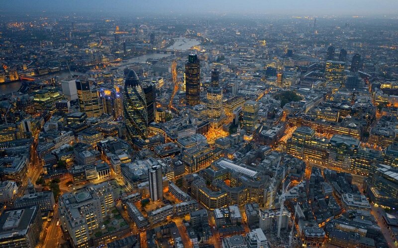 London cityscape at dusk
