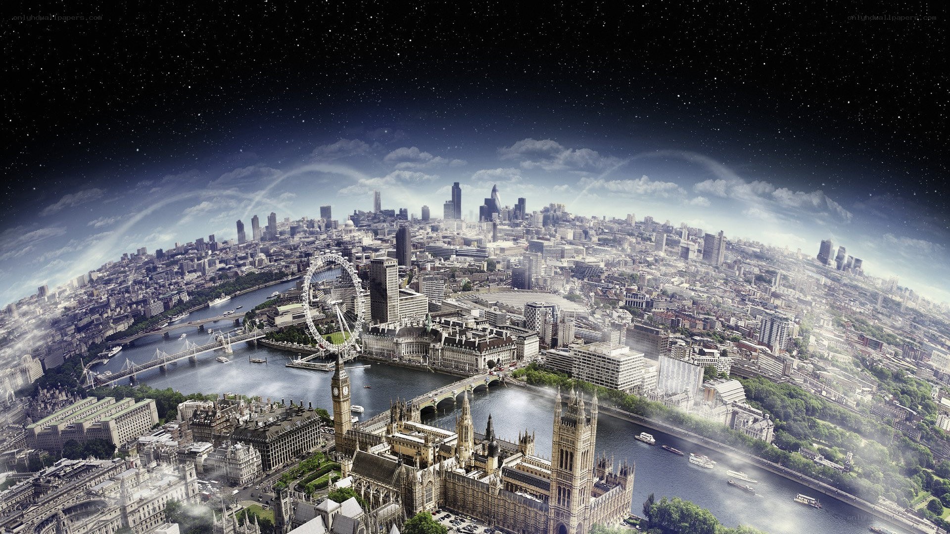 London cityscape at night