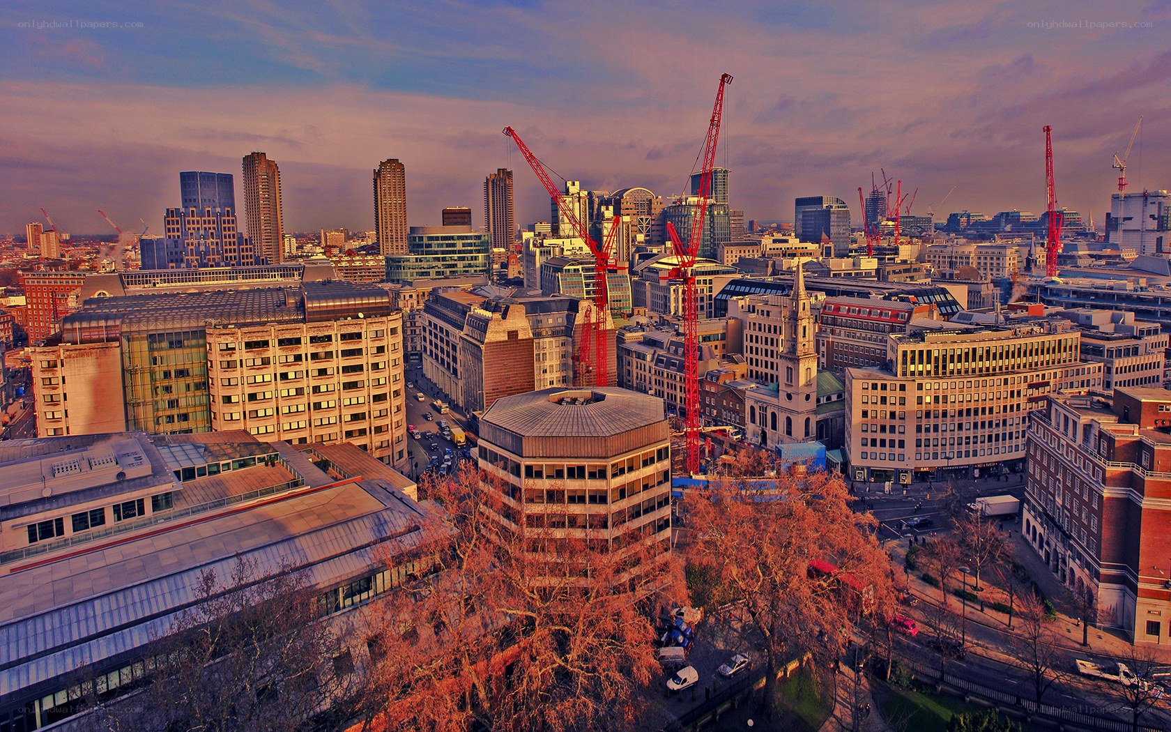London cityscape at sunset