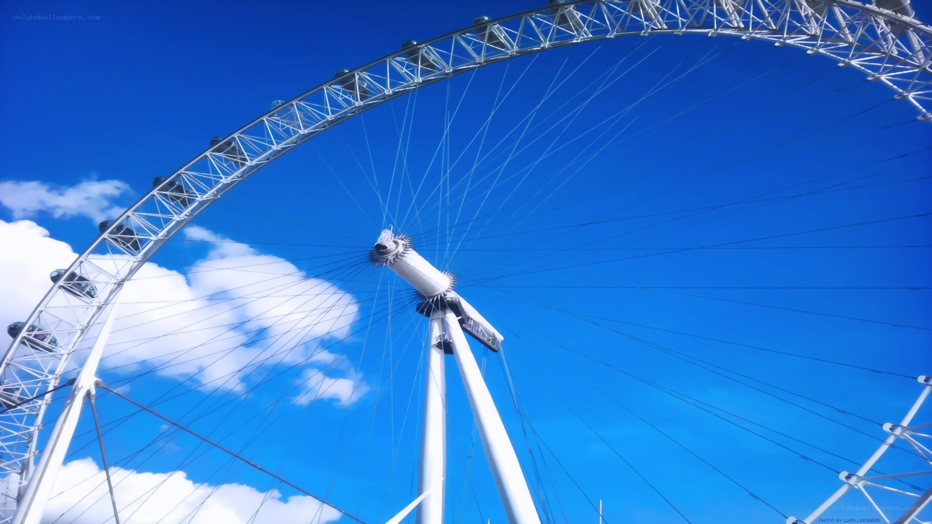 London Eye against blue sky