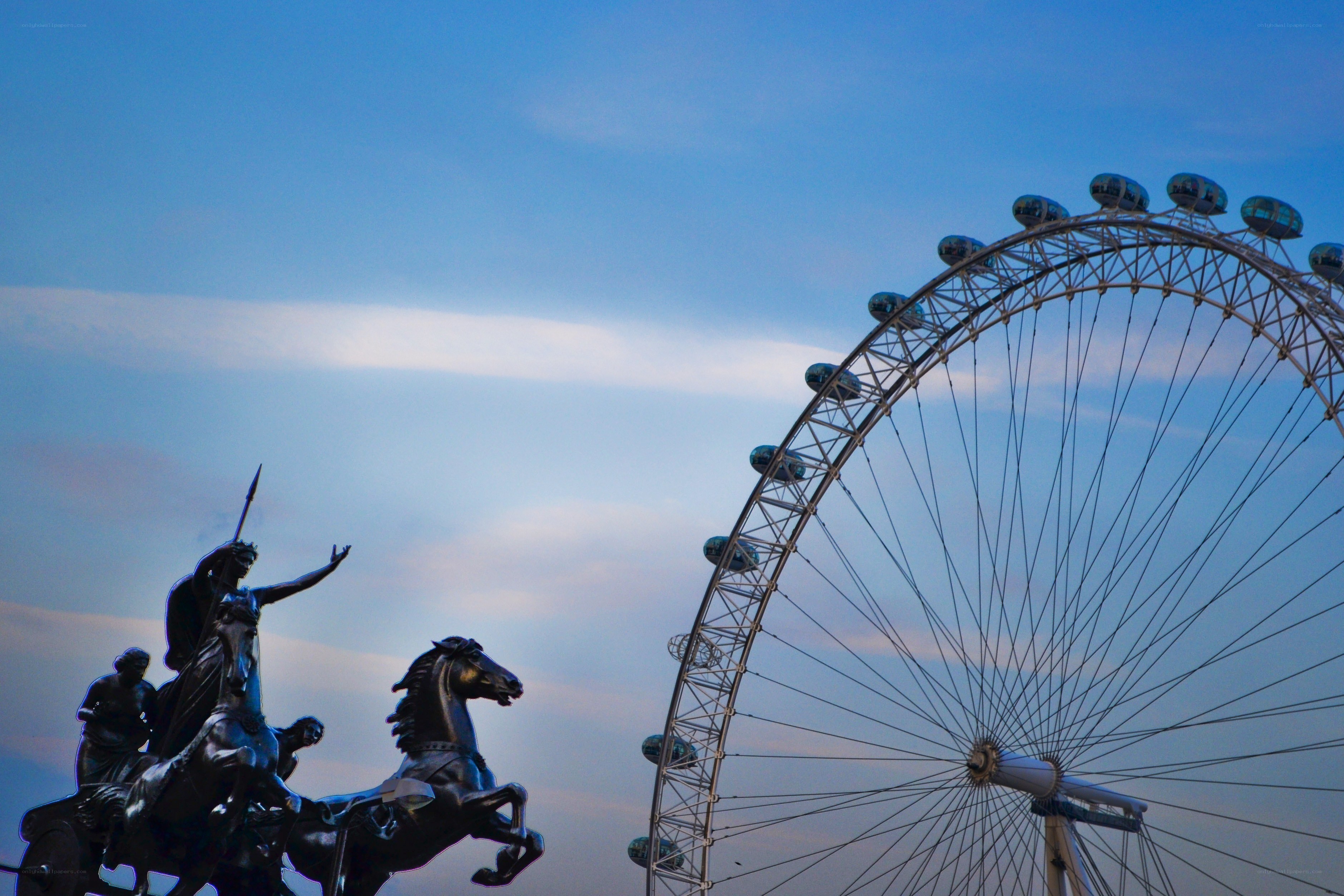 London Eye and equestrian statue