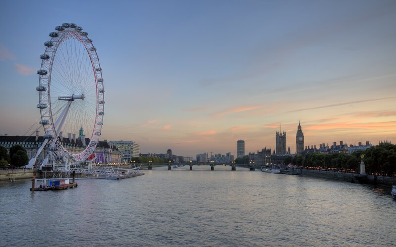 London Eye at Dusk — Blue, Serene, Sunset