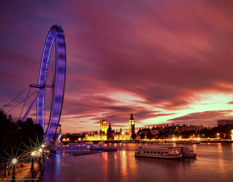 London Eye at Dusk — Purple, Dramatic, Sunset, Photograph
