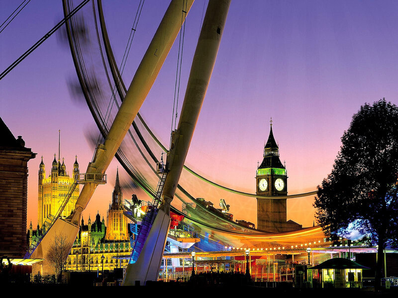 London Eye at Dusk — Purple, Dramatic