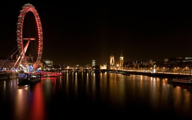 London Eye at Night — Black, Calm
