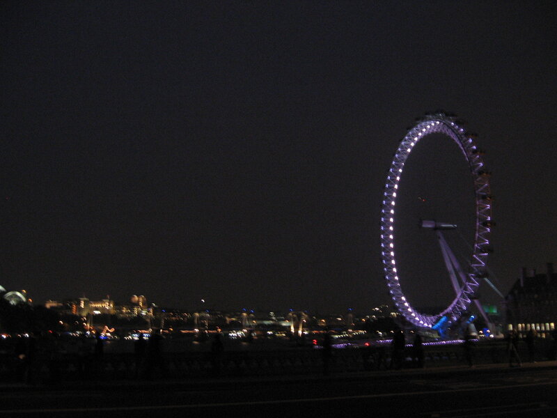 London Eye at Night — Black, Dark, Photograph