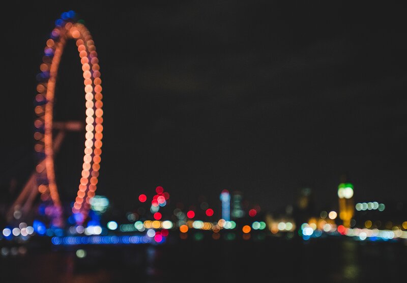 London Eye at Night — Black, Dark