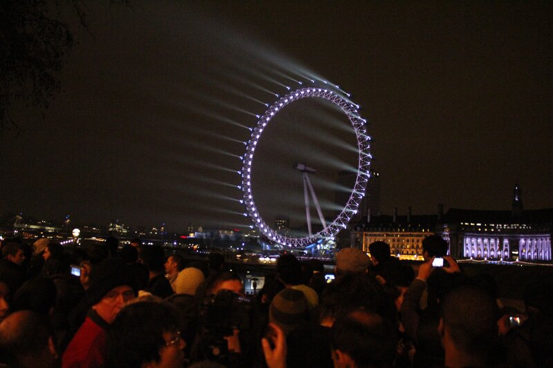 London Eye at Night — Black, Nocturnal, Photograph