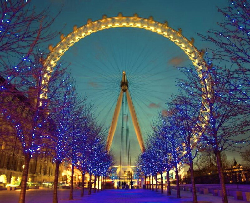London Eye at Night — Blue, Festive