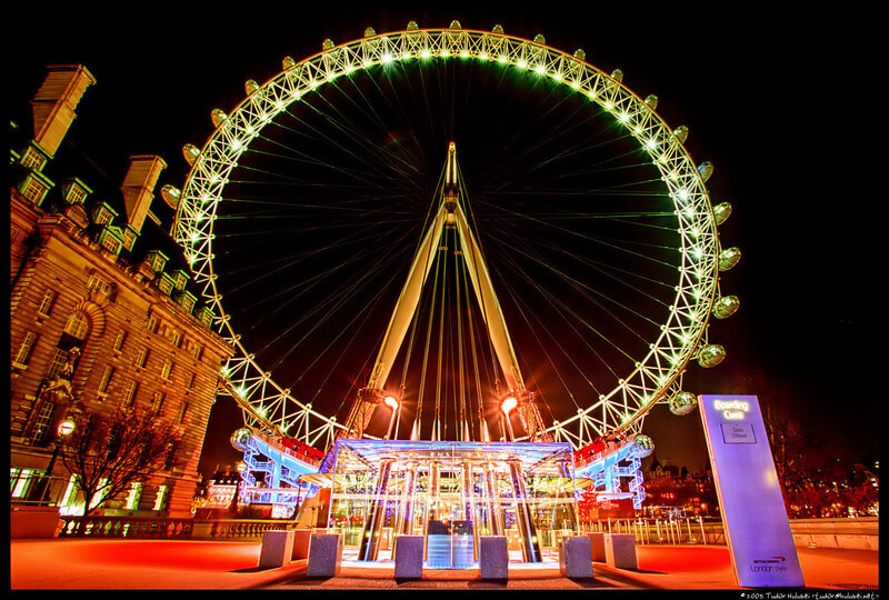London Eye at Night — Green, Dramatic