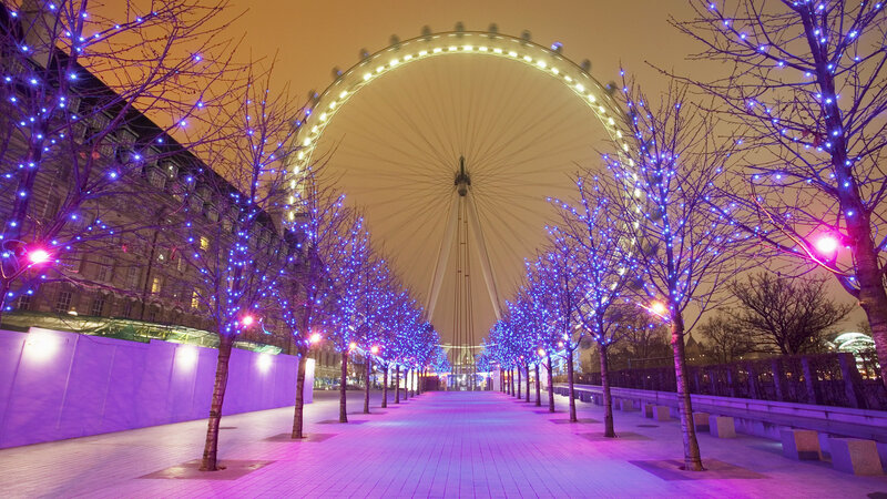 London Eye at Night — Purple, Festive