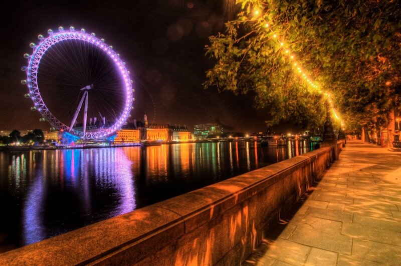 London Eye at Night — Purple, Serene