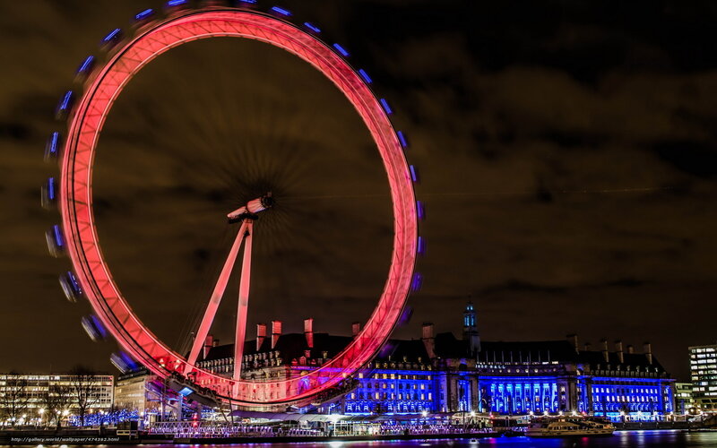 London Eye at Night — Red, Dramatic