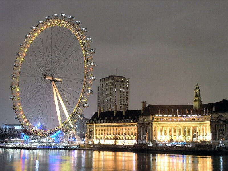London Eye at Night — Yellow, Dramatic