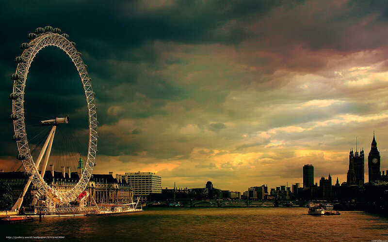 London Eye at Sunset — Orange, Dramatic