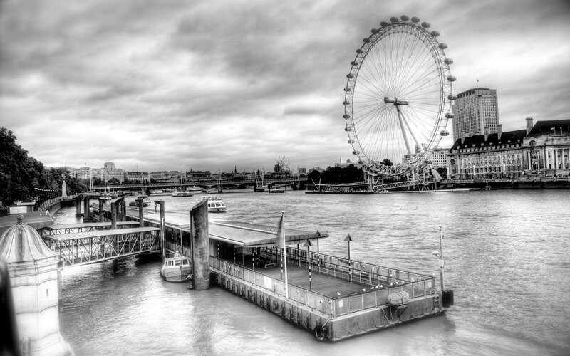 London Eye Ferris Wheel — Black, Dramatic, Afternoon