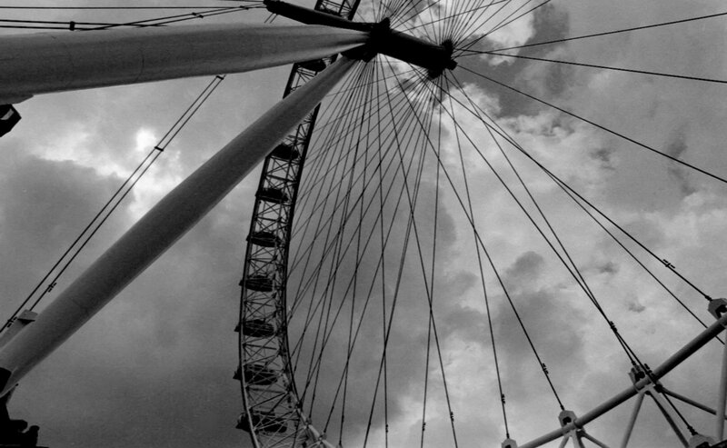 London Eye Ferris Wheel — Black, Dramatic, Photograph, Clouds