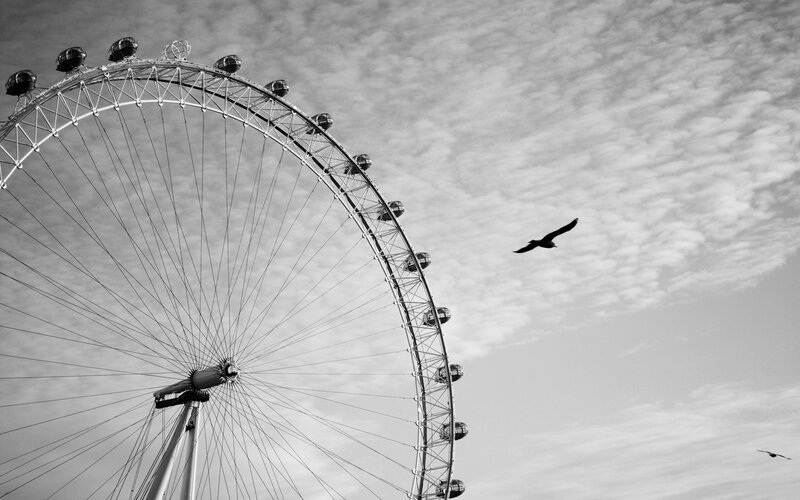 London Eye Ferris Wheel — Black, Dramatic, Photograph, Ferris Wheel