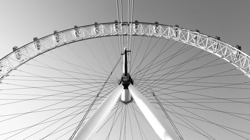 London Eye Ferris Wheel — Black, Dramatic, Photograph
