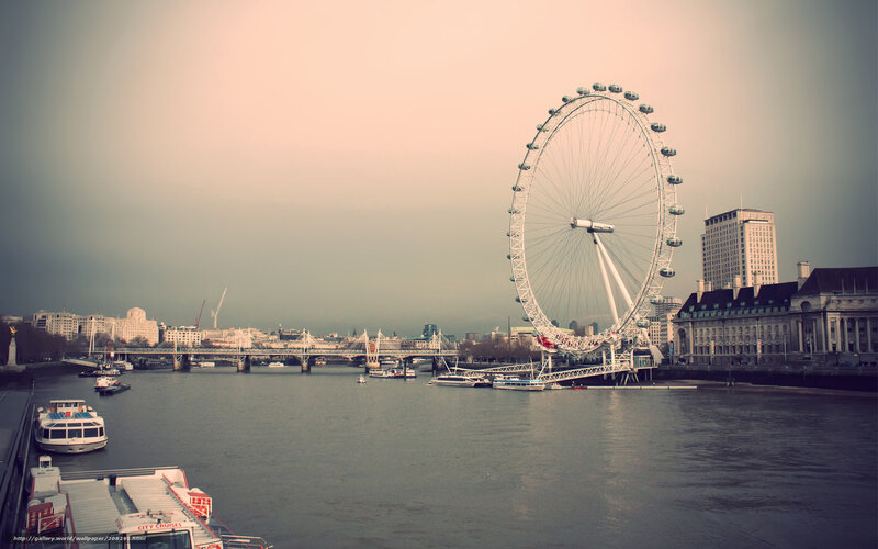 London Eye Ferris Wheel — Gray, Overcast