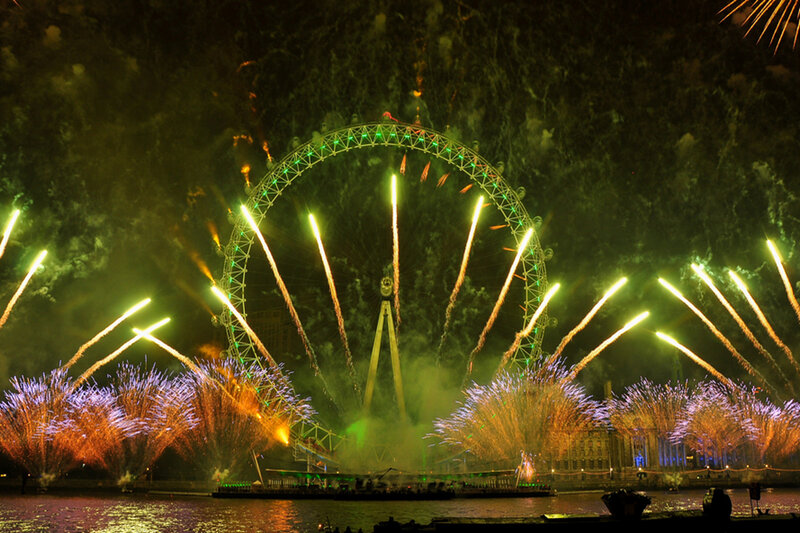 London Eye Fireworks — Green