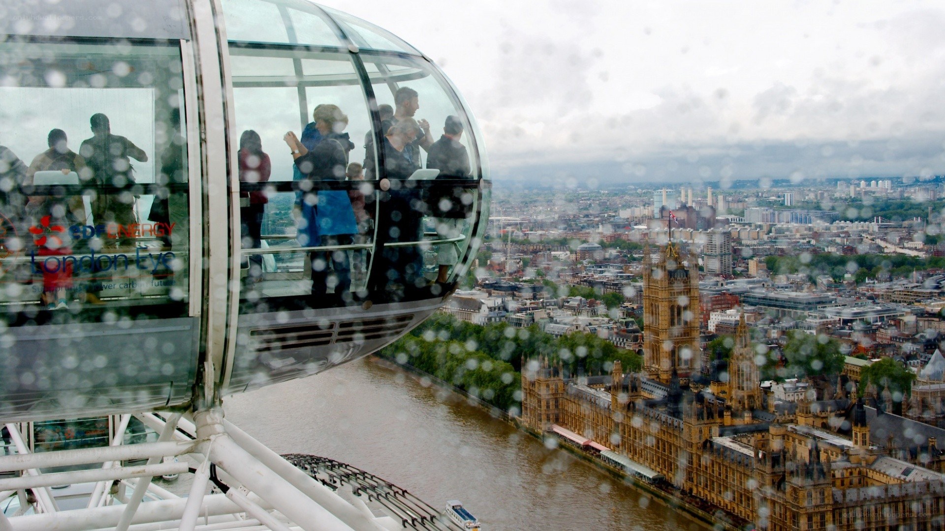 London Eye on a rainy day