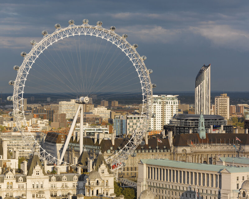 London Eye with cityscape