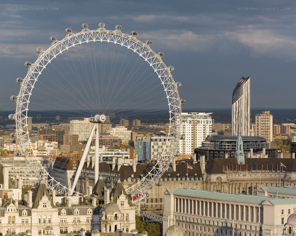 London Eye with cityscape