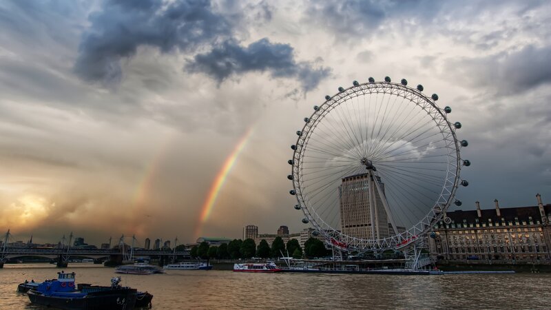 London Eye with Rainbow — Gray
