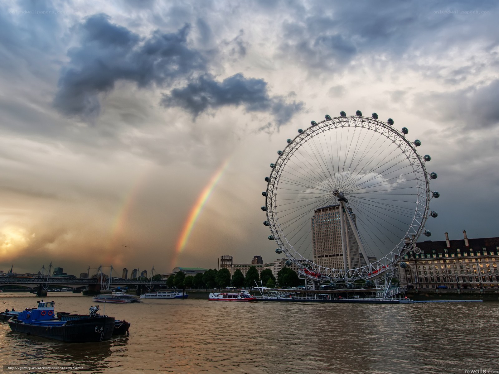 London Eye with rainbow