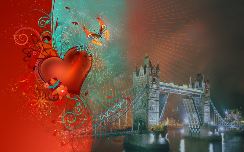London heart and fireworks