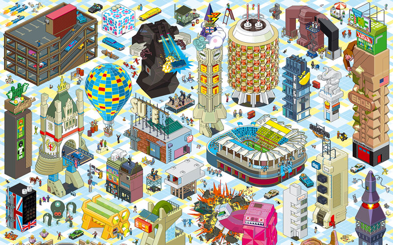 London in a cartoon style