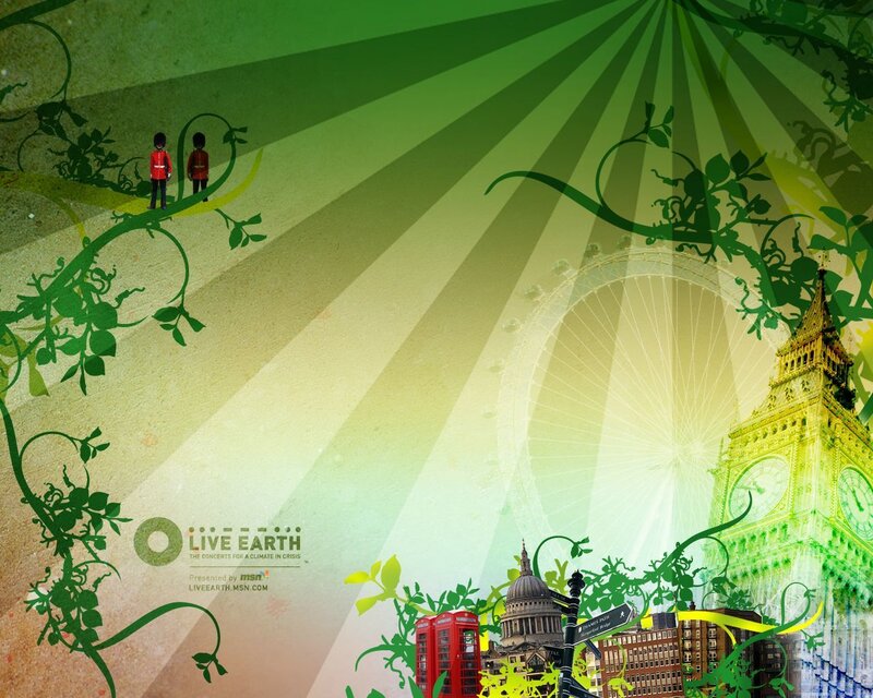 London landmarks with green theme