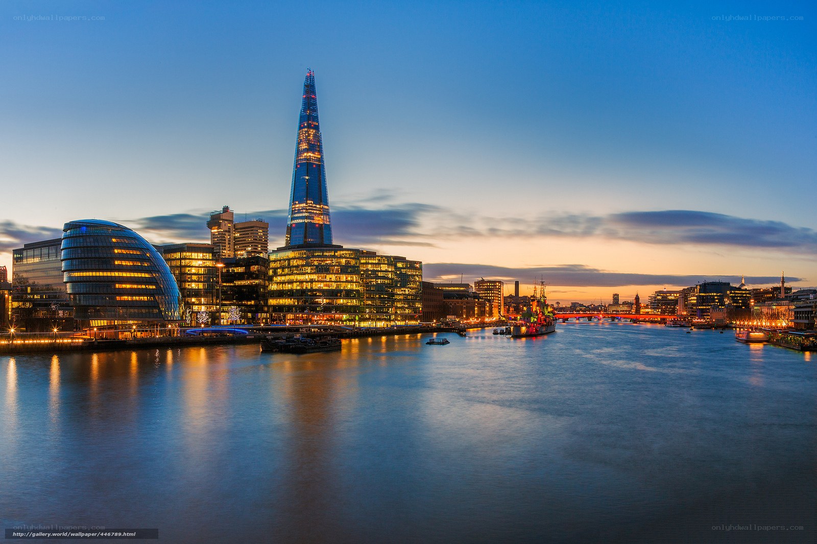 London skyline at dusk
