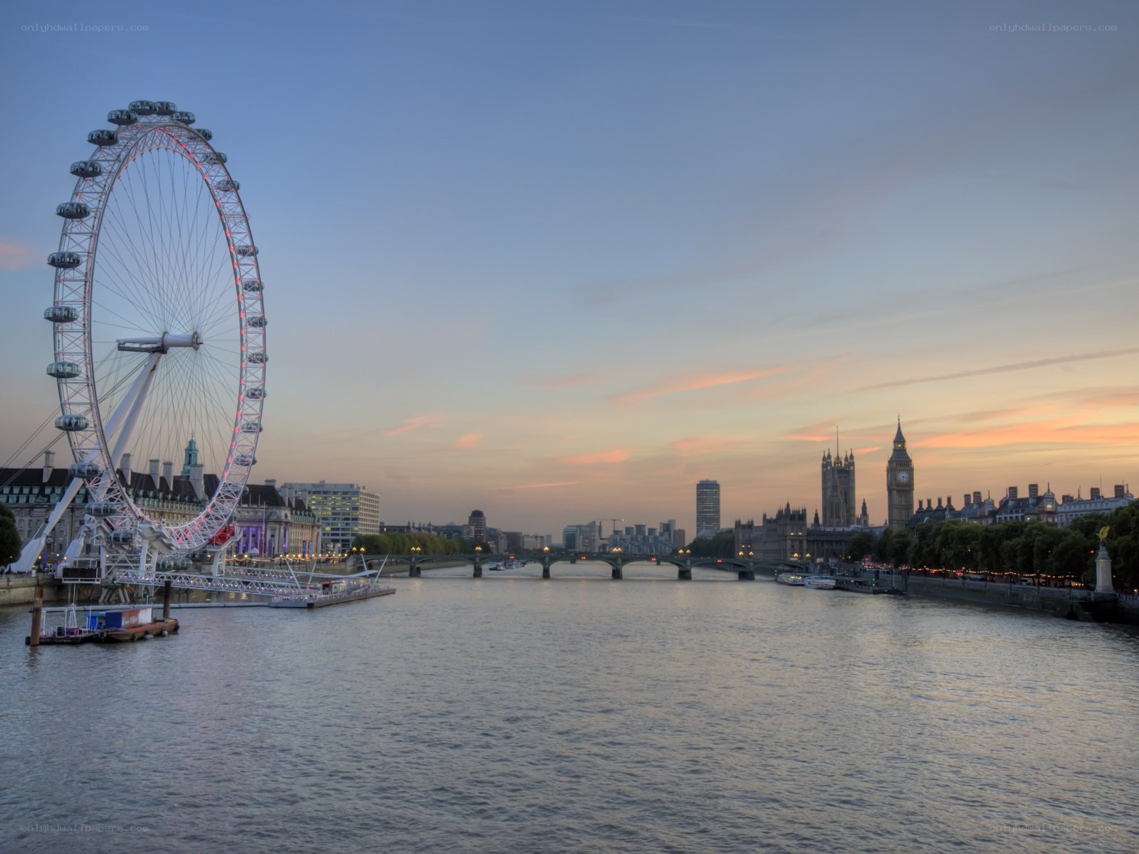 London skyline at dusk