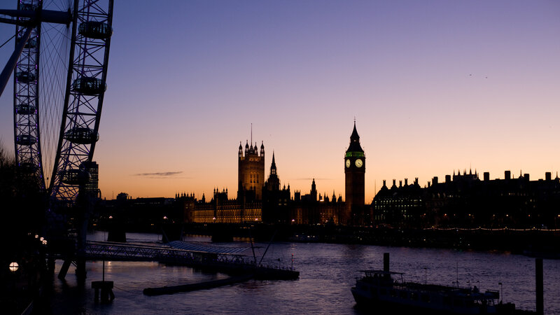 London skyline at dusk