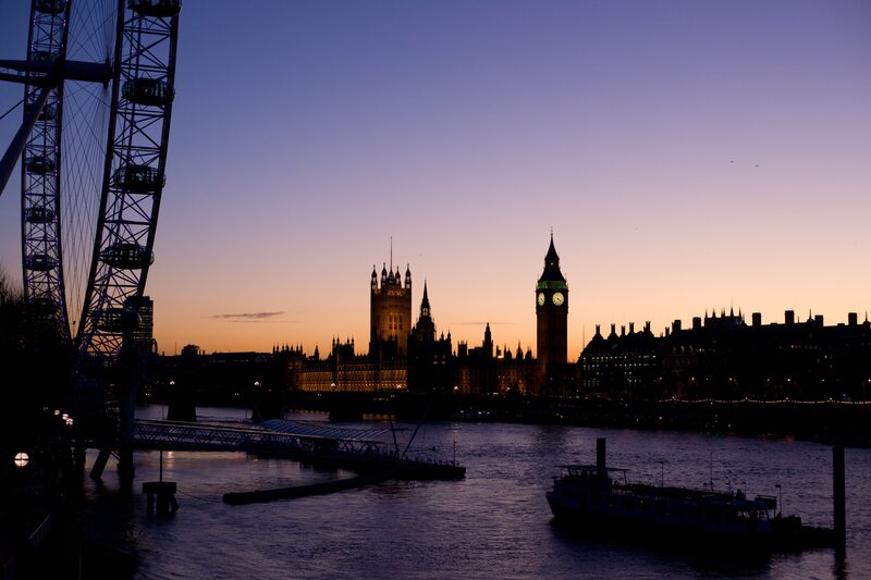 London skyline at dusk