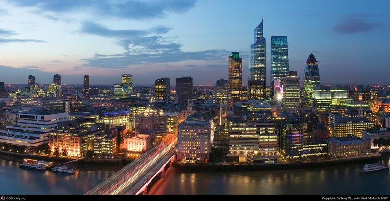 London skyline at dusk