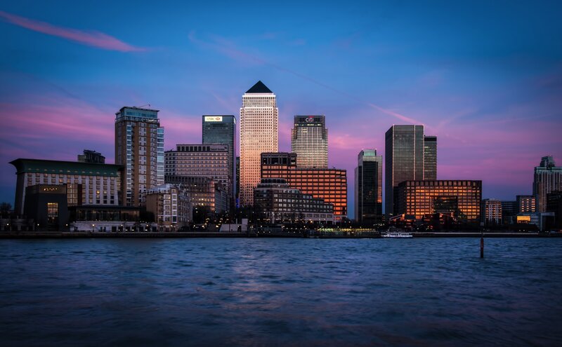 London skyline at dusk