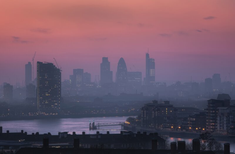 London skyline at dusk