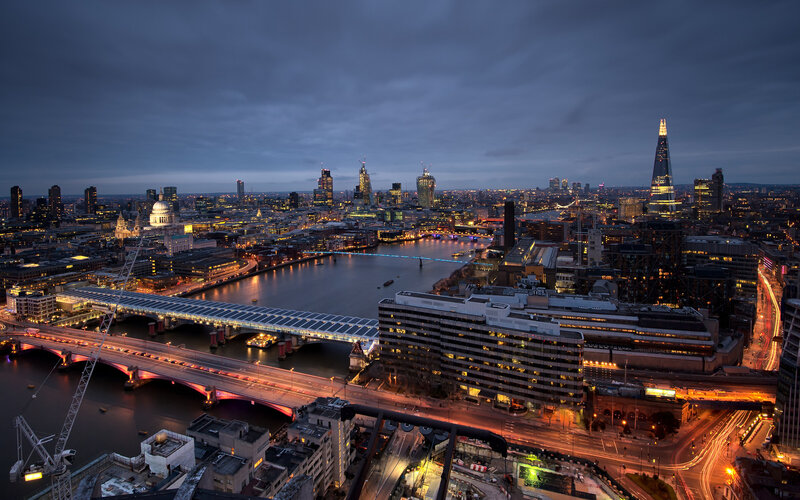 London Skyline at Dusk — Blue, Dramatic