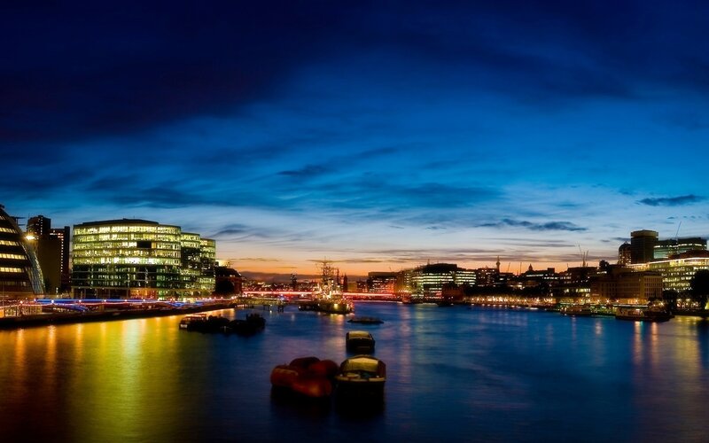 London Skyline at Dusk — Blue, Serene, Night