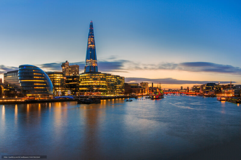 London Skyline at Dusk — Blue, Serene, Sunset