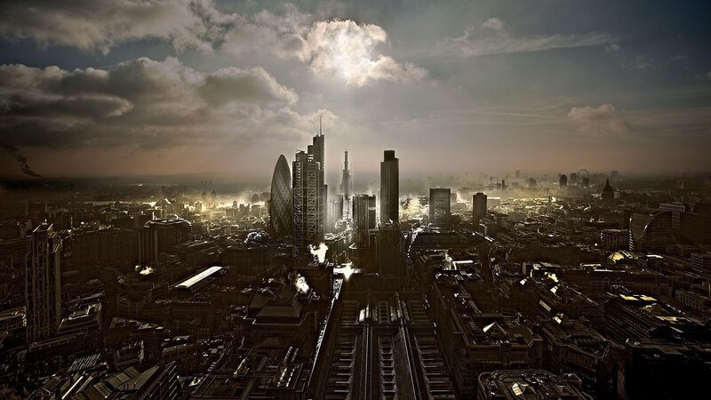 London Skyline at Dusk — Brown, Dramatic, Sunset
