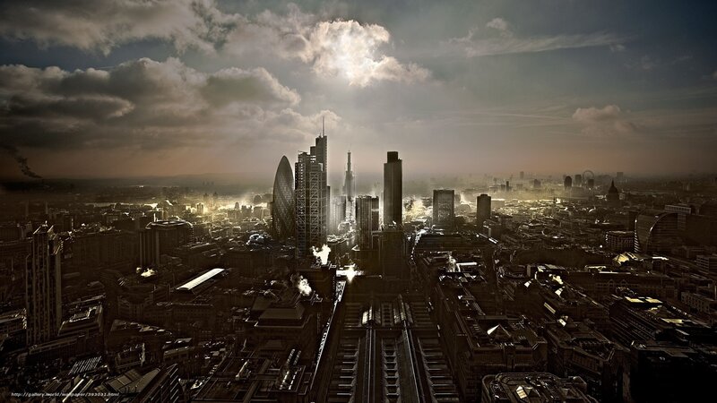 London Skyline at Dusk — Brown